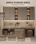 Slick And Fly Wall Mounted Bathroom Vanity With Undermount Sink And Integrated Makeup Station featuring spacious storage and modern design