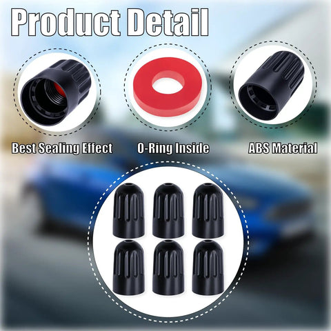 10 Pack TPMS Tire Valve Long Stem Caps Black Plastic For TR20008 TPMS Universal Fit, ABS construction, O-ring detail