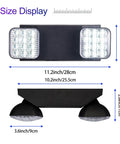 Size display of LED Emergency Lights With Battery Backup, Two Head Adjustable Commercial Exit Lights, UL Listed, Black, 11.2 inch