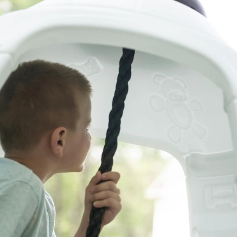 Child playing inside Space Capsule Swing For Kids Indoor Outdoor Playhouse Two In One Backyard Playground Set Attaches To A Playset Or Tree Safe And Secure For Ages 3 To 8 Weather Resistant Rope Makes Park Quality Fun At Home