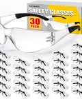 30 Pack Clear Safety Glasses for Work and Lab, ANSI Z87.1 Approved, Scratch Resistant and Impact Resistant Eye Protection