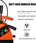 Heavy-Duty Magnetic Drill Press With 1380W Copper Motor And 16mm Boring Capacity showing ergonomic anti-skid handle design.