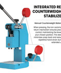 Heavy Duty Workhorse Manual Arbor Press Featuring Rock Solid Lever Design And Red Counterweight Balance Block for precise control.