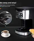 Programmable 12 Cup Coffee Maker With Keep Warm Function, Fully Automatic Drip Coffee Machine, black stainless steel