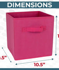 Illustration of dimensions for 11-inch rainbow cube storage bin from Eight Pack 11 Inch Rainbow Cube Storage Bins For Playroom Kids Room Nursery Closet Organization Durable Fabric Storage Bins For Toys Books And More Perfect For Home Decor And Everyday Toy Cleanup
