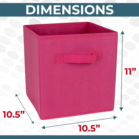 Illustration of dimensions for 11-inch rainbow cube storage bin from Eight Pack 11 Inch Rainbow Cube Storage Bins For Playroom Kids Room Nursery Closet Organization Durable Fabric Storage Bins For Toys Books And More Perfect For Home Decor And Everyday Toy Cleanup