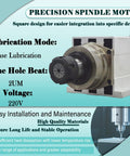 Beast Mode 7.5KW Spindle Motor 18000RPM High Speed CNC Tool For Wood Metal Stone Plastic Carving Engraving And Milling 220V With ER32 Collet And Fan Cooling, showcasing precision spindle and lubrication details.