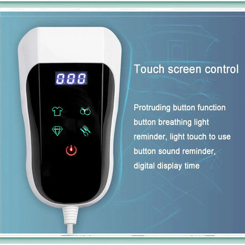 Compact Ultrasonic Cleaner Machine With Slick Digital Touch Screen, 60Khz Cavitation Action controls panel featuring touch controls and digital display.