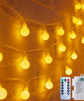 Battery Operated Globe Fairy String Lights With Remote, 21Ft Long, 60 Warm White LEDs, Waterproof Twinkle Lights