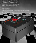 Waterproof PWM Controller For DC 12-48V 35A Motor Speed Controller with adjustable knob and LED readout on grid background