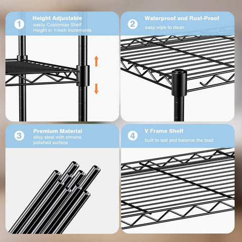 Features of One Tier Wire Shelf Rack 30 Inch Wide By 14 Inch Deep By 17 Inch High Adjustable Metal Wire Shelving Unit