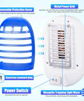 Plug In Indoor Bug Zapper With LED Light For Home Use, 360 Degree Mosquito And Fruit Fly Killer, Gnat And Moth Trap, Efficient Insect Zapper For Living Room, Bedroom, Kitchen, Baby Room, 4 Pack with removable protective cover and metal grid shown