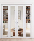 Mirror Bifold Closet Doors Set With Sliding Hardware Kit For 72 Inch Wide By 80 Inch High, Two 18 Inch Panels, White MDF Frame