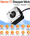 3-pack NEMA 17 stepper motors with silver front plate, black housing and 4-lead cables