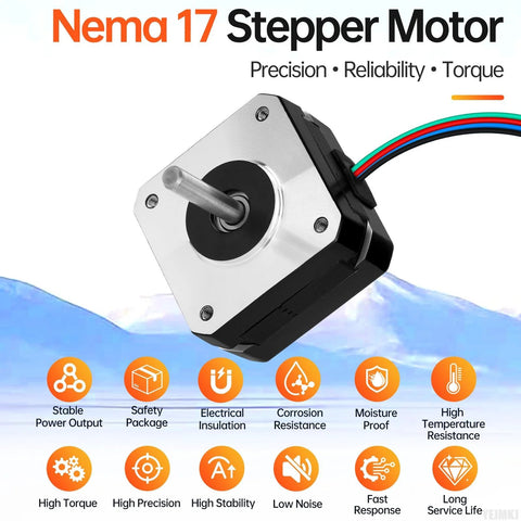 3-pack NEMA 17 stepper motors with silver front plate, black housing and 4-lead cables