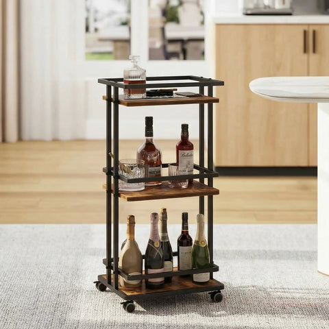 Kicking Your Hosting Game Up A Notch Requires This Rolling Three Tier Bar Cart Featuring Smooth Casters And Smart Storage Shelves For Effortless Drinks Service Across Any Kitchen Or Living Area Making Organization A Breeze And Entertaining Totally.