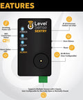 WiFi Connected Sump Pump Alarm With Float Switch, Real Time Water Level Alerts, black device interface features