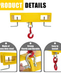 Heavy Duty Universal Forklift Lifting Hook Rated For 4800 Lb Loads Built Like A Tank To Handle Beefy Loads With Zero Drama, yellow steel design, durable red hook