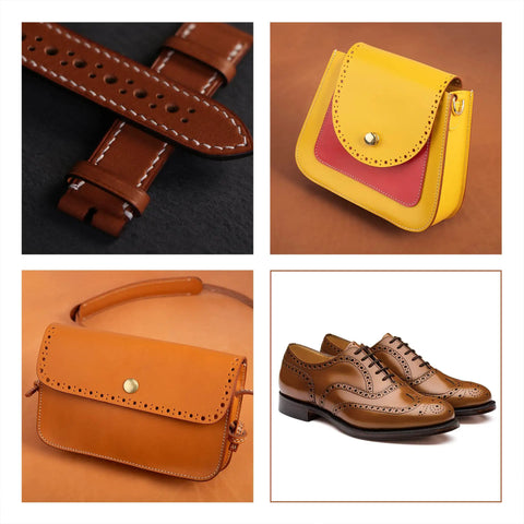 Leather accessories including brogue style leather shoes, brown belts, and bags. Brogue Style Leather Hole Punches 5 Hole Puncher For DIY Leatherwork Handy Perforating Round Stitching Tools For Leather Shoes Bags And Craft Projects Totally Handy For Quick Leather Repairs And Projects.