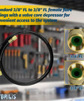 Heavy Duty 3 Ft Charging Vacuum Hose With 3/8 In Fittings displayed with focus on metal connectors