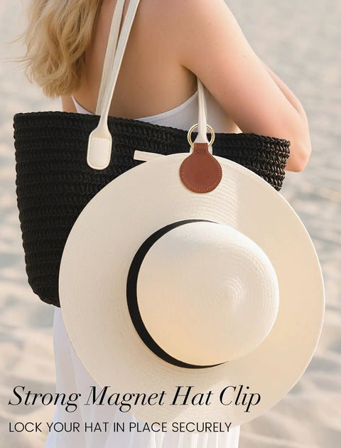 Magnetic Hat Clip For Travel On Bag Made From Genuine Leather With Strong N52 Magnet Keeps Your Hat Secure During Vacation And Commute