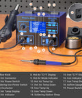2-In-1 Soldering And Hot Air Rework Station With Large LCD Display PID Temperature Control on workbench setup