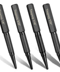 4-Piece Nail Punch And Center Punch Set With Hardened Cr-V Steel And Non-Slip Knurled Grips Includes 1/32, 1/16, 3/32 Nail Setters And 1/8 Center Punch For Metal And Woodworking Black, displayed side by side
