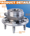 Close-up of front or rear wheel hub bearing assembly 5 lug with ABS sensor, compatible with 2010-2017 Chevy vehicles.