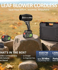 Cordless Leaf Blower With Dual 4.0Ah Batteries And Charger Lightweight Handheld 21V Electric Blower For Lawn And Patio