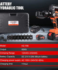 Heavy Duty Electric Battery Lug Crimping Tool With Rechargeable Brushless Motor And Solid 12 Ton Hydraulic Force Paired With Nine Precision Dies.