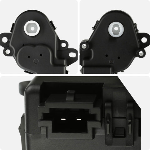 Main HVAC Air Door Actuator For Chevrolet Colorado 2004 2012, GMC Canyon 2004 2012, Pontiac Vibe 2003 2008, And Chevy SSR 2003 2006 Air Inlet Blend Door Replacement No Fuss Easy Install Durable Aftermarket Quality showing front and connector angles