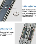 Close-up of 3 fold full extension ball bearing rails of Soft Close 22 Inch Drawer Slides For Heavy Duty Side Mount Cabinets