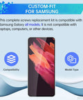 Full Complete Black Screw Replacement Kit For Samsung Galaxy Cellphones And Smartphones Hardware Repair Set displayed with Samsung compatibility.