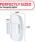 Outdoor Light Clips Set With 20 Clear Hooks And 24 Water Resistant Strips for Damage Free Hanging of Outdoor Lights, clear clip size 1.25 x 0.82 inches