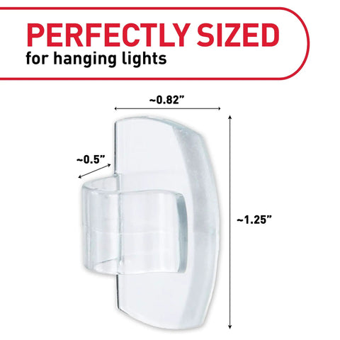 Outdoor Light Clips Set With 20 Clear Hooks And 24 Water Resistant Strips for Damage Free Hanging of Outdoor Lights, clear clip size 1.25 x 0.82 inches