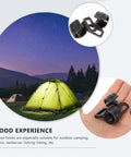 Product image showing ten pack large plastic camping tent hooks sturdy hanging organizer hooks for tent poles and outdoor gear.