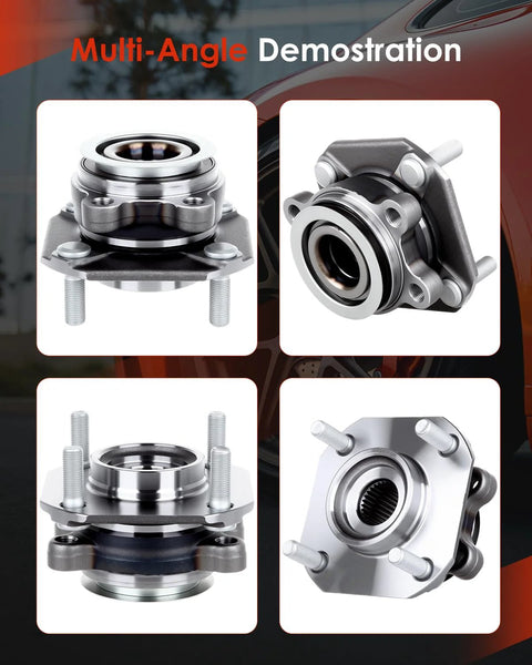 Front Wheel Hub And Bearing Assembly Replacement For Nissan Sentra With ABS 4 Lug Hubs 513297 shown in multiple angles