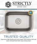 Beefy 23 Inch Undermount Single Bowl Kitchen Sink With Round Drain 18 Gauge Stainless Steel Deep 9 Inch Basin Strainer Drain Included