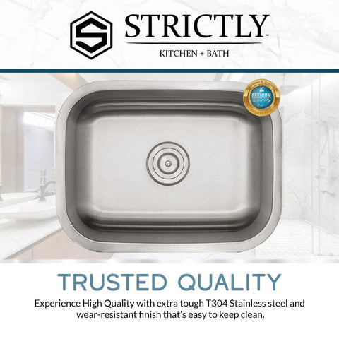 Beefy 23 Inch Undermount Single Bowl Kitchen Sink With Round Drain 18 Gauge Stainless Steel Deep 9 Inch Basin Strainer Drain Included