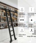 Image showing a Retractable Sliding Barn Door Ladder Kit With Full Track Set For Home Indoor Loft No Fuss Install Quiet Smooth Operation Aluminum Alloy Ladder Included, installed in a modern loft space.