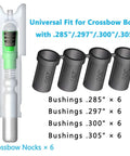Lighted Nocks For Crossbow Bolts Universal Fit With Four Size Bushings.285.297.300.305 ID, green nock with bushings display