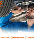 Mechanic inspecting vehicle undercarriage near sway bar links with bushings 36mm stabilizer bar end kit for Chevy Silverado.