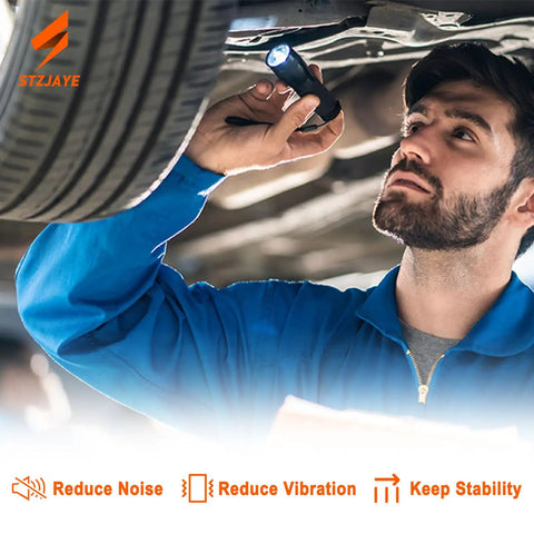 Mechanic inspecting vehicle undercarriage near sway bar links with bushings 36mm stabilizer bar end kit for Chevy Silverado.