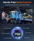 Driver using 4K Front And 1080P Rear Dash Cam With 5GHz WiFi 6, 4G LTE Remote Access and voice control in car.