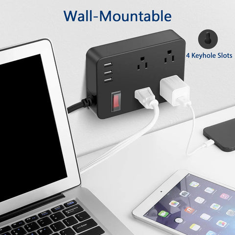 Weatherproof Outdoor Power Strip With 4 Outlets And 3 USB Ports, IPX4 Water Resistant Surge Protector wall-mounted charging devices