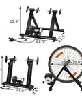 Indoor Bike Trainer Stand With 8 Levels Of Resistance, Portable Steel Cycling Trainer for 26-28 Inch Bikes, Fluid Flywheel