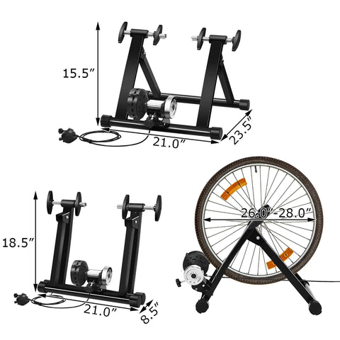 Indoor Bike Trainer Stand With 8 Levels Of Resistance, Portable Steel Cycling Trainer for 26-28 Inch Bikes, Fluid Flywheel