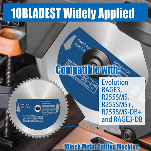 10 Inch Heavy Duty Carbide Tip Metal Cutting Saw Blade For Cutting Mild Steel And Ferrous Metals, 52 Teeth, 1 Inch Arbor