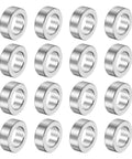 16 Piece Aluminum Spacers With 5/16 Inch Inner And Half Inch Outer Diameter Rock Solid Unthreaded Standoffs For M8 Bolts And Rods Sweet Silver Coating For No Sweat Mechanical Builds rows of aluminum spacer rings in a set.