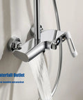 RIBEUJIZS Shower System, 10inch/25cm Round Rain Shower Set, Waterfall outlet with LED display and chrome finish faucet.